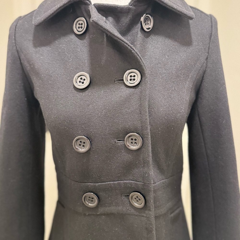 Epic Threads Black Wool Blend Peacoat - Dark Academia Streetwear